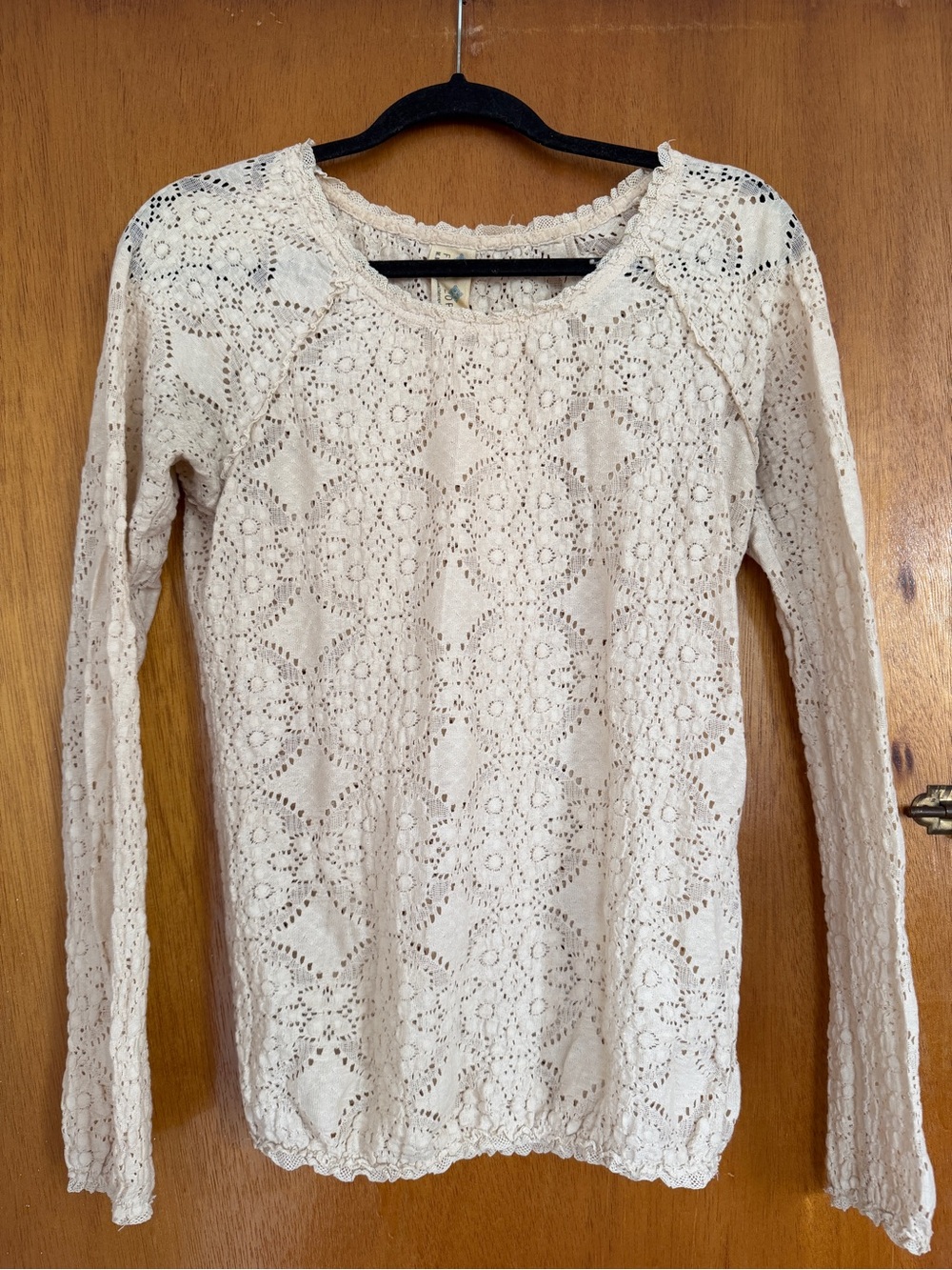 Free People cream lace long-sleeve top